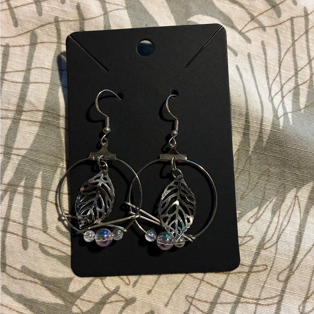 Silver Leaf Dangle Earrings